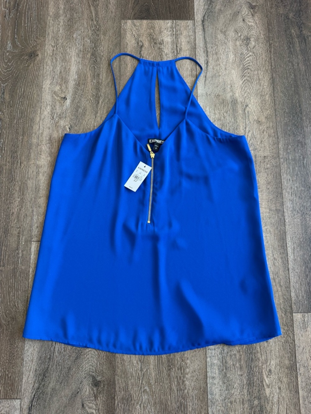 Express Women's Royal Blue Halter Zip-Front Camisole, new with tags